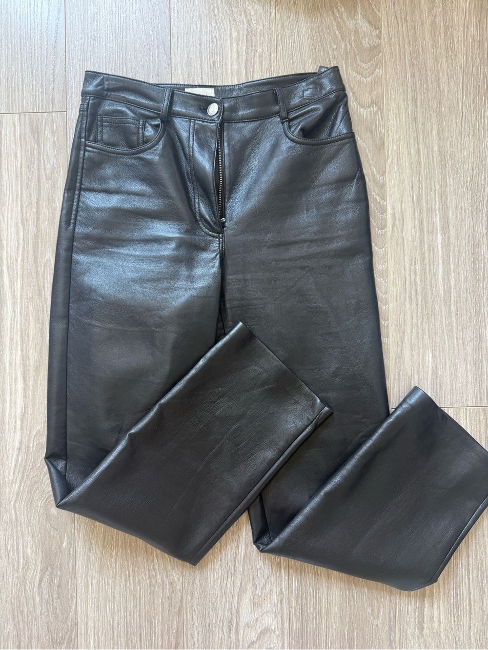 Aritzia Wilfred Faux Leather High-Waist Straight Leg Pants - Black